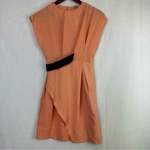 ASOS Mini Dress Asymmetrical Belt Short Sleeve Formal Evening 4 Pink Workwear